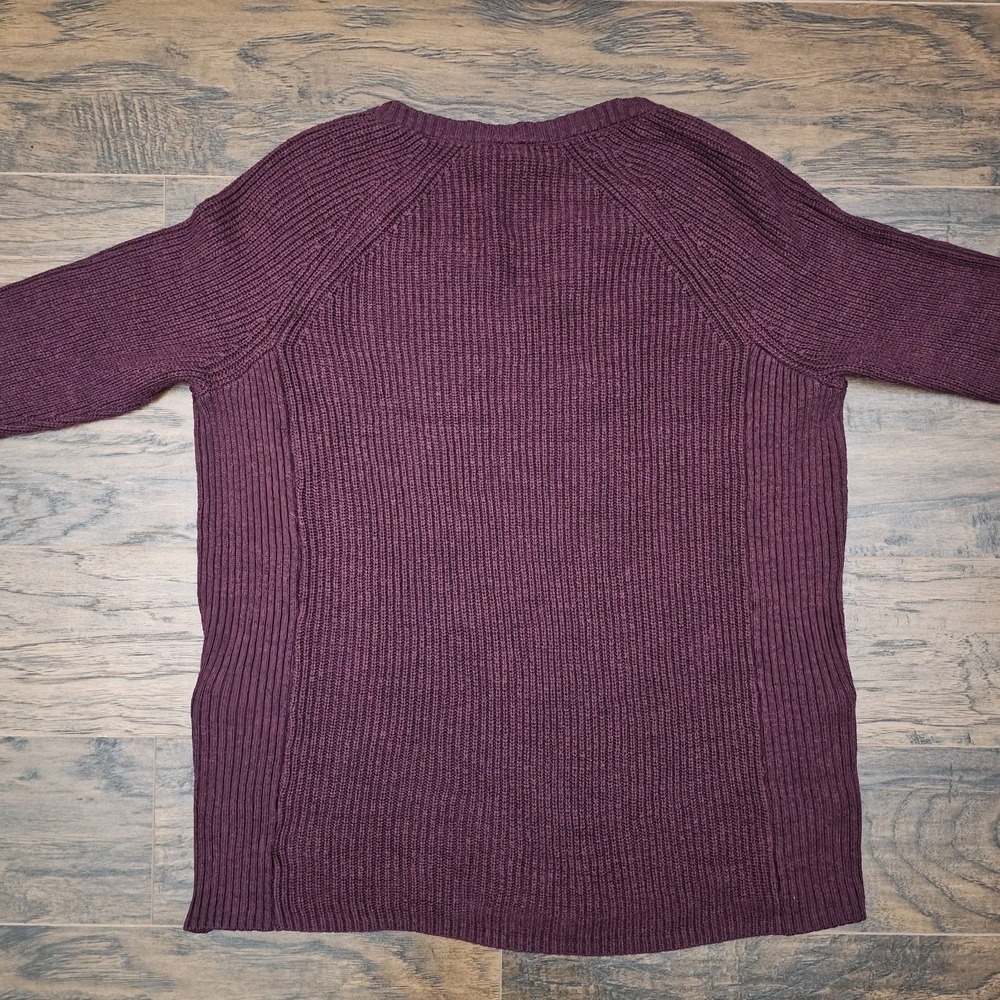 Torrid Plus Size 1 Burgundy Purple Rib Raglan Tunic Sweater 2 Side Zip 8"‎ Long - Picture 3 of 7